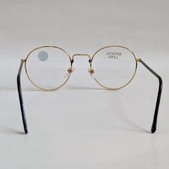 NWT True Vintage 90's Round Metal Bi-Focal Reading Glasses (Gold/Black) - Picture 4 of 5